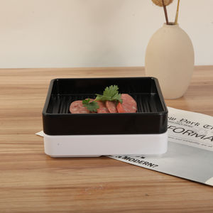 Benutzer definierte Logo Square Restaurant Weiß Schwarz Melamin Tablett Fleisch teller Hotpot Teller Gerichte Kunststoff Serviert abletts für Restaurant - Product Image 3