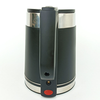 Bouilloire électrique à double paroi noire de 1,8 L pour faire bouillir de l'eau, bouilloire à thé et cafetière, LED rouge, arrêt automatique, 360° °   Base, OEM