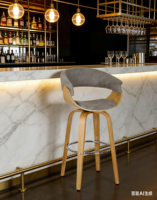 Chaise de bar de restaurant de haute qualité, en bois courbé écologique, style moderne et luxueux, avec structure en bois.