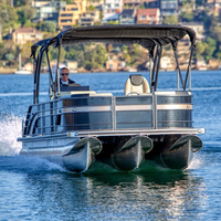 Bateau à pontons en aluminium sur mesure OEM de 19 à 27 pieds, 300 CV - Bateau de pêche et de fête avec remorque et moteur hors-bord, certifié CE ISO, directement de l'usine