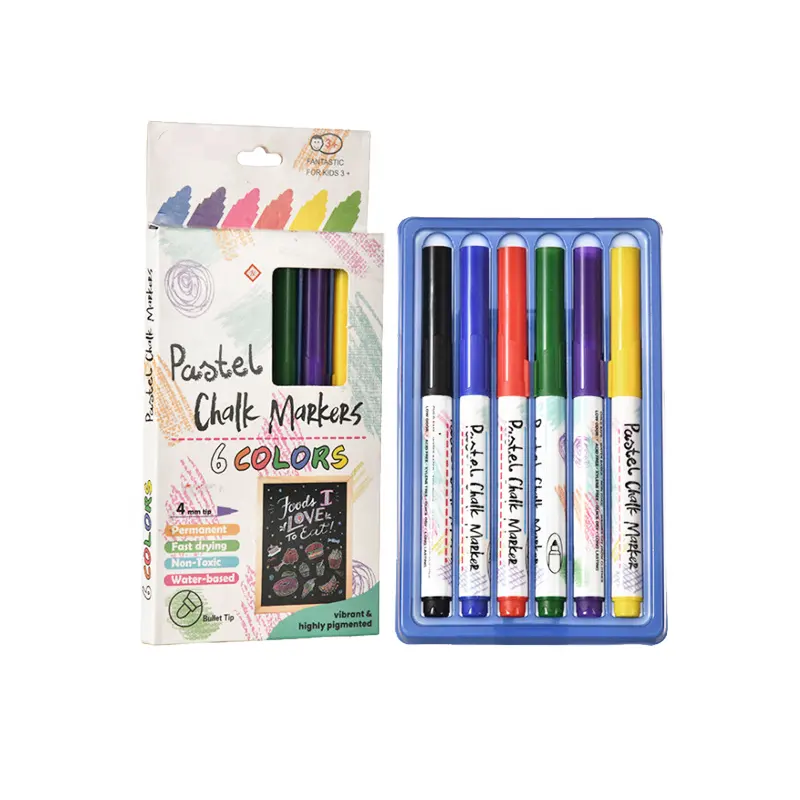 6 Farben ungiftig Magical Dry Erase Wasch bare Whiteboard Pastell Kreide Marker für Kinder