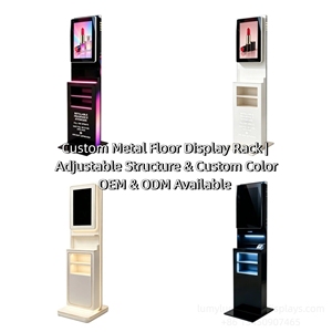 Freestanding Floor Cosmetic Display <b>Stand</b> With Digital <b>Screen</b> Lipstick Perfume Retail Display Rack For Shopping Mall - Product Image 5