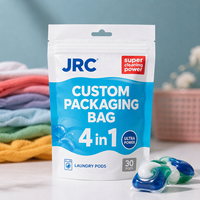 Sachet d'emballage personnalisé avec logo du fabricant pour les capsules de lessive, pochette verticale Doypack avec fermeture éclair