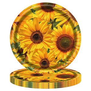Sunflower Paper Plate Set 60-80 Pcs Birthday Party Tableware Round Digital Printing <b>Environment</b> Friendly - Product Image 3