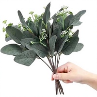 Feuilles d'eucalyptus artificielles à tige unique avec fruits, hauteur 30-100 cm - Décoration pour la maison et le bureau