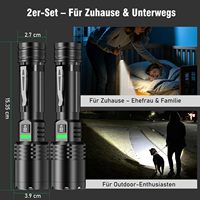 2 Paket Senter LED Zoomable Dengan Klip Saku Senter Genggam Super Terang Tahan Air Lampu Senter Luar Ruangan Mendukung Logo Kustom