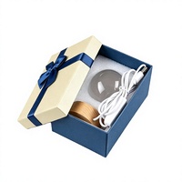 Boîte cadeau, emballage de boule de cristal K9 transparente de 6 cm et 8 cm, sphère en verre solide avec base en bois et LED