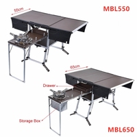 Connecteur vaisselle de cuisine camping caravane, boîte de table portable, tabouret de table pliable en aluminium, ensemble d'ustensiles de cuisine shandong