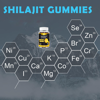 Gummies de Shilajit GMP Halal pour la santé masculine, système immunitaire, Ashwagandha, curcuma, complément de Shilajit, capsules de gomme, résine