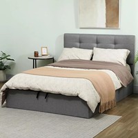 Lit de rangement rembourré avec vérin à gaz, tailles Queen et King, en tissu, avec ottoman intégré, pour vente en gros, OEM ODM, mobilier de chambre