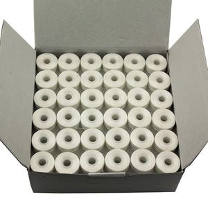 Factory Price 75D/2 Pre-wound Bobbins 100% Polyester <b>Side</b> Less Coreless L Type Bottom Sewing Thread White and <b>Black</b> - Product Image 3
