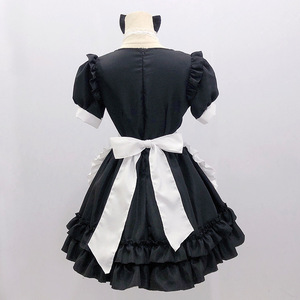Black Maid Outfit Gothic Lolita Dress For Halloween Cosplay Dance Costume Spring 2025 Polyester 14 Years Up - Product Image 3