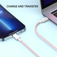 Cable trenzado de 2M PD 60W, cable de carga rápida 3A con conectores duales tipo C macho a macho para teléfono inteligente IP 15 Pro Max