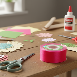 Nastro ILAN Gasa 3,8 cm 35Y Rosso Rosa per Artigianato - Product Image 2