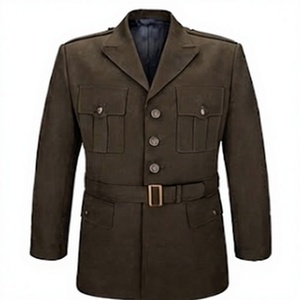 Vintage Reproduction Uniform Frock <b>Coat</b> Men <b>Plus</b> <b>Size</b> Multi Pocket Belted Outerwear for Guard Duty - Product Image 1