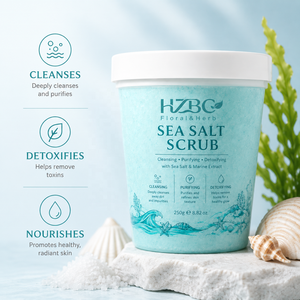 Gommage corporel au <span class=keywords><strong>sel</strong></span> <span class=keywords><strong>de</strong></span> <span class=keywords><strong>mer</strong></span> HZBC en gros - Exfoliant naturel riche en minéraux pour une peau lisse, nettoyage en profondeur, élimine les peaux mortes, détoxifiant - Product Image 5