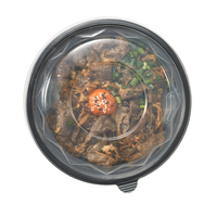 Boîte d'emballage alimentaire en PP brun pour soupes et plats à emporter, récipient jetable en plastique pour traiteur, bol rond avec couvercle