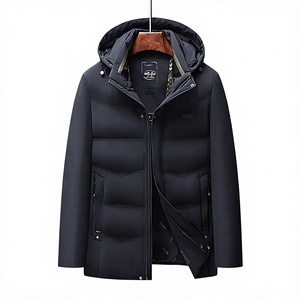 Giacca Invernale da Uomo con Cappuccio e Zip, Imbottita in Poliestere e Piumino d'Oca, Antifreddo e Calda per Papà di Mezza Età e Anziani - Product Image 1