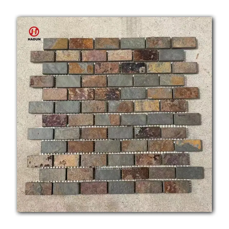 Decorative natural slate stone mosaic pattern design