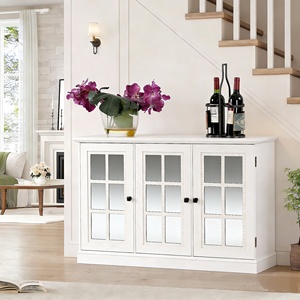 Armoire de rangement de 45 pouces de large avec 3 portes en acrylique miroir, <span class=keywords><strong>buffet</strong></span> avec étagères réglables pour <span class=keywords><strong>salon</strong></span>, salle à manger, cuisine - Product Image 1