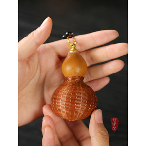 Gourd Shaped Bamboo Woven Pendant Handmade <b>Ornament</b> <b>Car</b> Decor Gift Unisex Jewelry Charm - Product Image 4