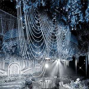 Đám Cưới Sang Trọng Vòm Cao Trắng Trần Acrylic Ngọc Trai Thiết Kế Đính Cườm Rèm Treo Rèm Đảng Tổ Chức Sự Kiện Sân Khấu <span class=keywords><strong>Backdrop</strong></span> Trang Trí - Product Image 1