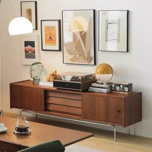 Mobile da <span class=keywords><strong>Soggiorno</strong></span> in <span class=keywords><strong>Legno</strong></span> <span class=keywords><strong>Massello</strong></span>, Armadio Resistente e Robusto con Credenza Laterale e Cassetti, Colore Noce - Product Image 3