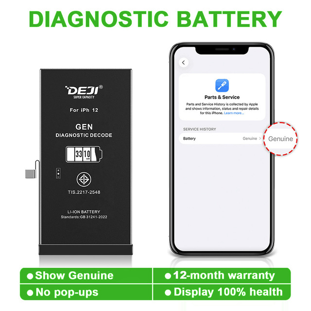 Refurbishing Show Genuine Part Diagnostic Battery for iPhone 11 12 13 Mini 14 15 16 Pro Max Battery Original
