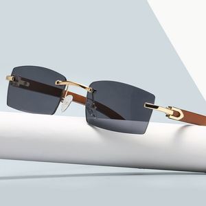 Gafas de Sol Personalizadas con Logotipo, Estilo Madera, Textura de Leopardo, Patas de Espejo, Montura Octogonal sin Marco, Protección UV400, para Hombre y Mujer - Product Image 2