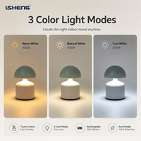 Lampe de table LED rechargeable mini champignon à commande tactile, 3 modes de couleur, intensité réglable, pour chevet et bureau