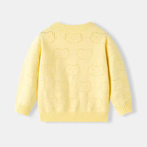 เสื้อคาร์ดิแกนถักนิตติ้งสำหรับเด็กผู้หญิงน่ารัก 0-3 ปี เสื้อกันหนาวเด็กผู้ชายสีพื้นแขนยาวลายการ์ตูนหมี เสื้อคลุมกันแดดเนื้อบาง - Product Image 3