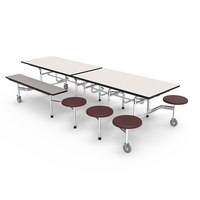 Ensemble de table et de chaises de salle à manger d'extérieur contemporaines et mobiles avec plateau en bois et structure en métal, 12 places, pour hôtel, restaurant, école