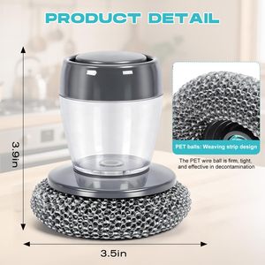Kitchen Gadgets PET Soap Dispensing Palm <b>Scrub</b> Cleaning <b>Brush</b> Plastic Pot Scrubber Dish <b>Brush</b> With Soap Dispenser - Product Image 2