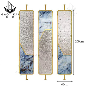 Séparateurs de cloison rectangulaires en verre marbré de luxe modernes, rotatifs, en acier inoxydable, en métal, style design Art déco - Product Image 5