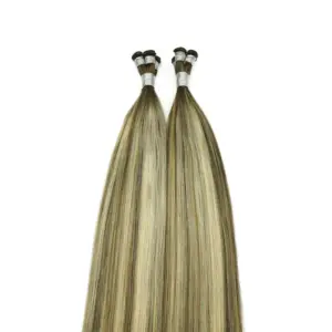 tight and thin Handtied Hair 100% Slavic human hair extensions handtied weft manufacture 12a hand tied weft hair extension