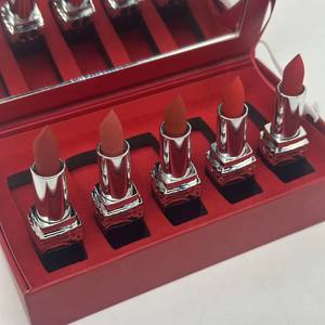 Customized gift lipstick case factory - 5-piece high-end cosmetics <b>set</b> Red lipstick - Product Image 6