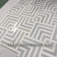 Carreaux muraux en marbre blanc poli et bleu turquoise, mosaïques de cuisine, carreaux de décoration murale