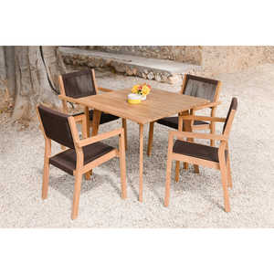 Set Tavolo 5 Pezzi in Teak e Corda 90x90x75 54x56x84 Marrone - Product Image 3