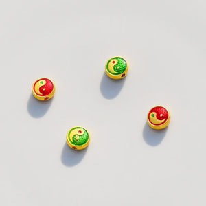 Gold Tai Chi Spacer Beads <b>Red</b> Green Yin Yang Alloy Scattered Beads For DIY Jewelry Making <b>Bracelet</b> Necklace Accessories - Product Image 2