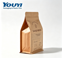 Sacs à café en papier kraft à surface mate avec logo personnalisé, impression en héliogravure de qualité alimentaire, emballages alimentaires écologiques
