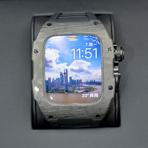 Boîtier en fibre de carbone RM pour Apple <span class=keywords><strong>Watch</strong></span>, série 8 6 <span class=keywords><strong>7</strong></span> SE, avec pierre de diamant noir de luxe, usiné par CNC - Product Image 5