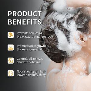 Champú Anticaída de Marca Blanca 100% Jengibre y Raíz de Ginseng, Fortalece el Cabello, Estimula el Crecimiento, Champú de Queratina para Cabello Grueso - Product Image 5