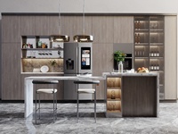 Panneau mdf uv haute brillance linéaire bricolage g profil poignée style moderne armoires de cuisine en forme de u pour petite pièce