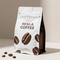 Sacs en Mylar à fond plat avec fermeture éclair et valve, emballage personnalisé pour café, sac en Mylar