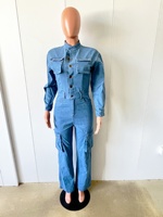 Nouveau vêtements pour femmes col rabattu Vintage nouvelle combinaison en jean femme salopette en jean à manches longues combinaisons élégantes