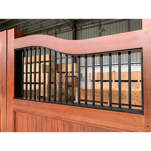 Porte d'allée en bois automatique Sapele de haute qualité avec grilles en fer pour maisons en métal acier squelette bois Double porte de jardin - Product Image 4