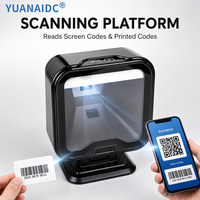 Escáner de Código de Barras de Escritorio YUANAIDC 1D 2D, Lector de Códigos QR con Cable USB, Escáner Omnidireccional de Manos Libres para Punto de Venta de Supermercado