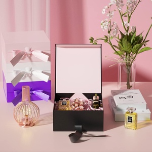 Wholesale Custom Logo Flap Lid Packaging Cardboard Luxury Black Clothing Folding <b>Magnetic</b> <b>Gift</b> <b>Box</b> With Ribbon - Product Image 4