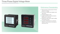 Voltmeter AC 0-500V Digital Panel Meter 3 Fase 3 Baris Layar LCD Pengukur Tegangan Voltmeter dengan RS485