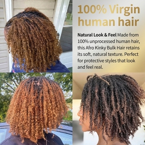 Extensions de <span class=keywords><strong>cheveux</strong></span> vierges indiens Remy en vrac, tissage à attacher, 50g, 4C Afro Kinky, 8-28 pouces, Locs Salt Pepper pour tresses, USA - Product Image 4